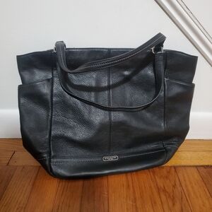 Coach Black Pebble Leather Tote Bag